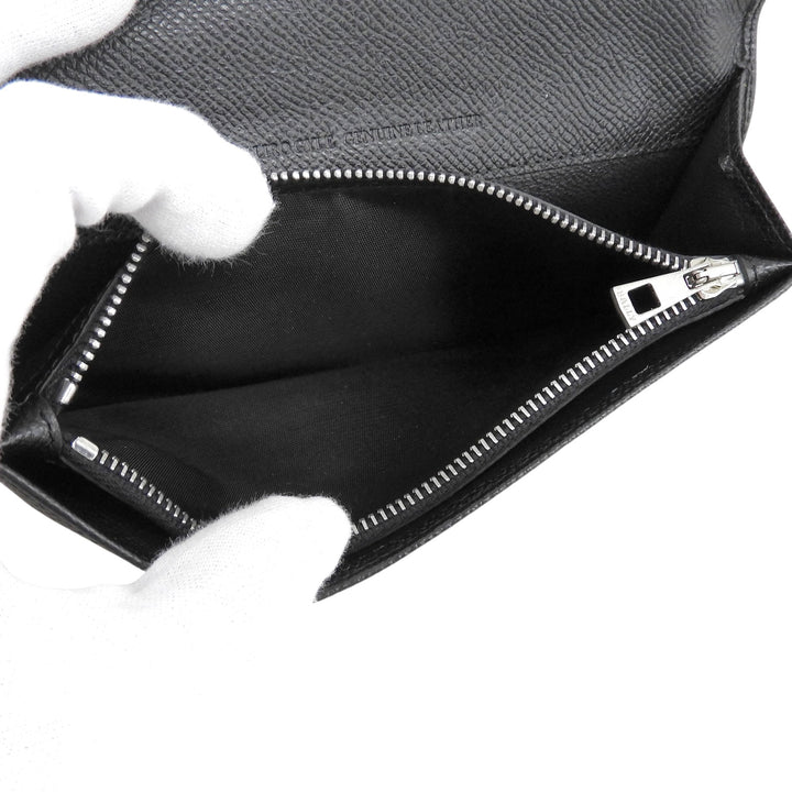 Excellent BALLY Purse Logo Metal Long Wallet Bifold Wallet black leather mens