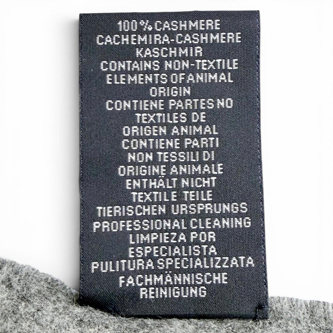 Excellent HERMES Velki Love Large shawl with logo leather patch gray cashmere