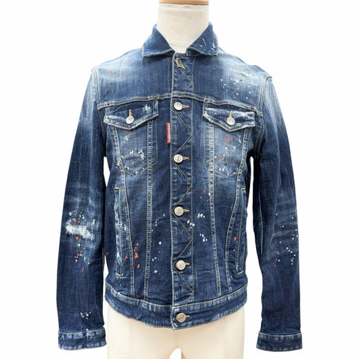 Pristine DSQUARED2 Denim Jacket DAN JEAN JACKET Paint processing