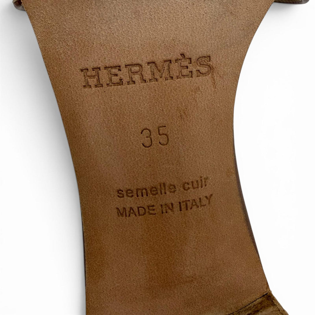 Great HERMES Sandals Oasis Mule gold Calf leather Women 35