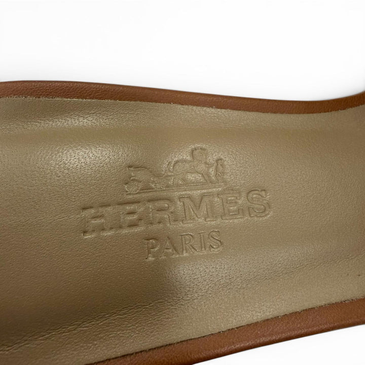 Great HERMES Sandals Oasis Mule gold Calf leather Women 35