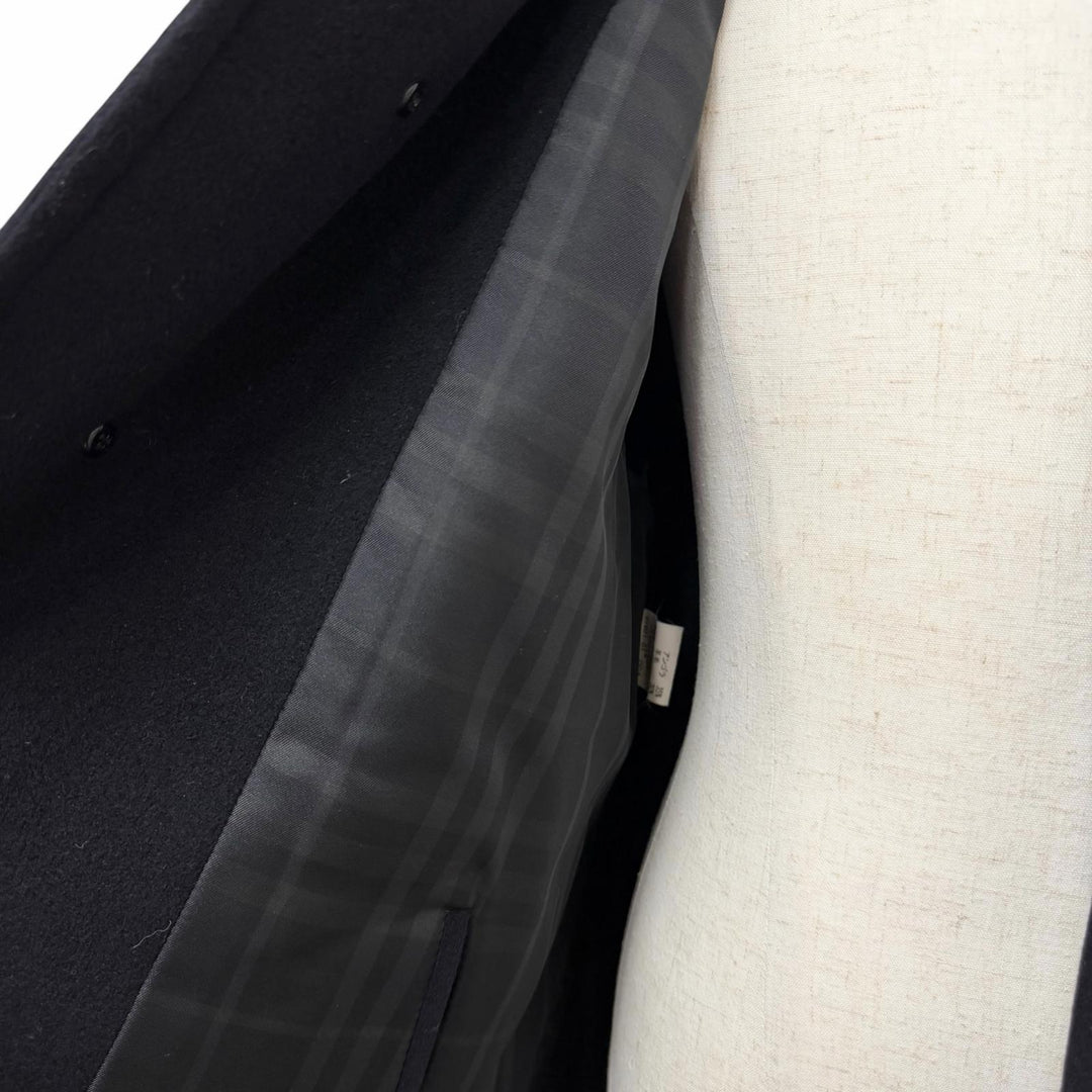 Very Good BURBERRY LONDON coat Back Check Pattern black cashmere me
