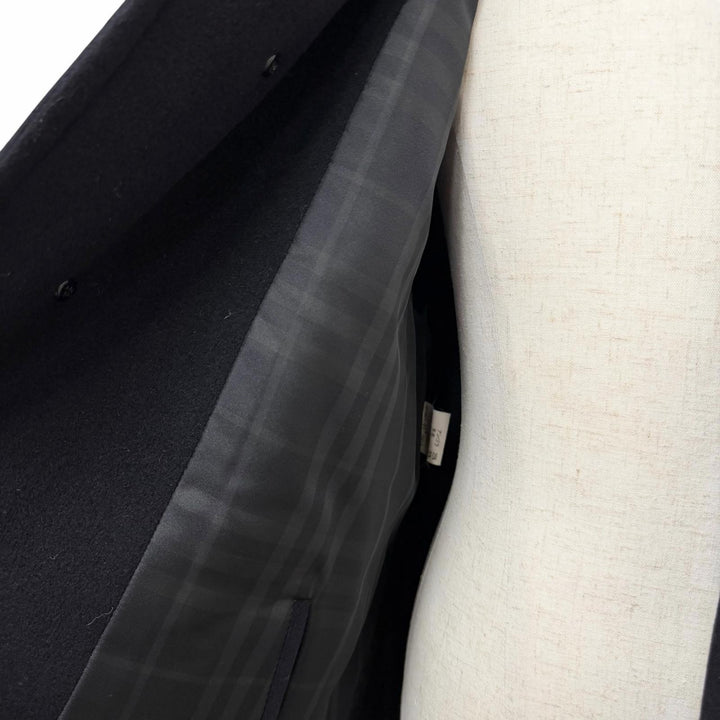 Very Good BURBERRY LONDON coat Back Check Pattern black cashmere me