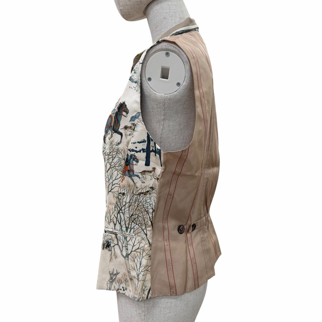 Pristine HERMES Best Deadstock ZIP UP from the Margiela era Beige silk Women 44