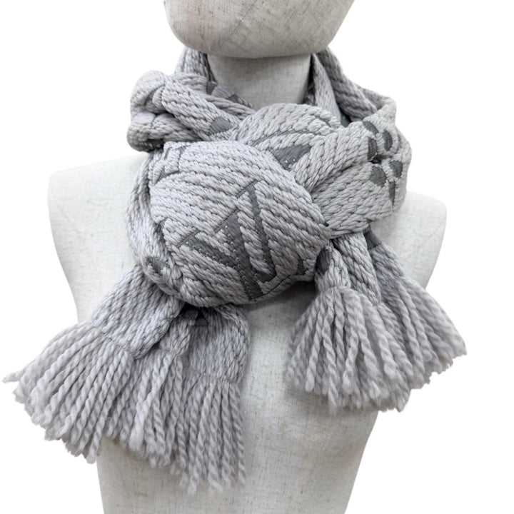 Great LOUIS VUITTON Scarf Escalp Logo Mania fringe wool Women M74742