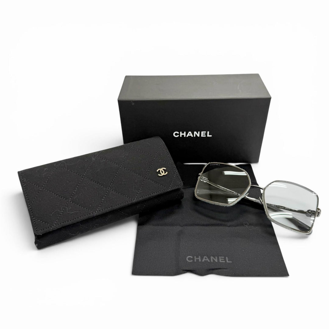 Excellent CHANEL sunglasses COCO Mark Square Shape Denim Calfskin 4288-Q