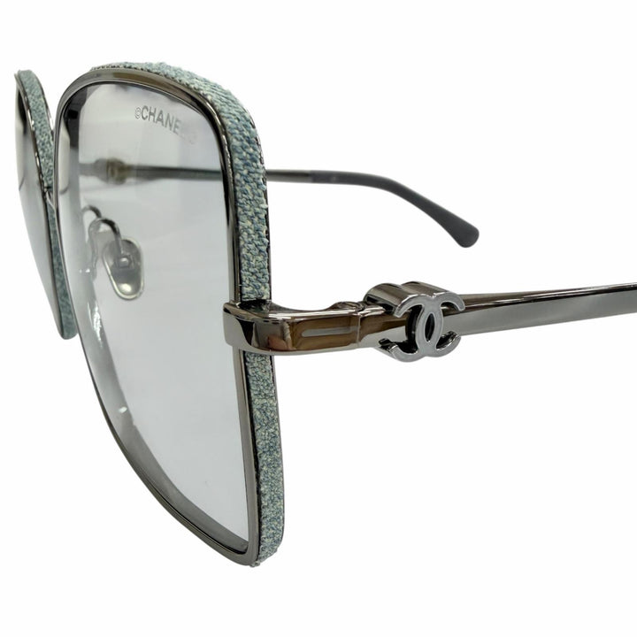 Excellent CHANEL sunglasses COCO Mark Square Shape Denim Calfskin 4288-Q