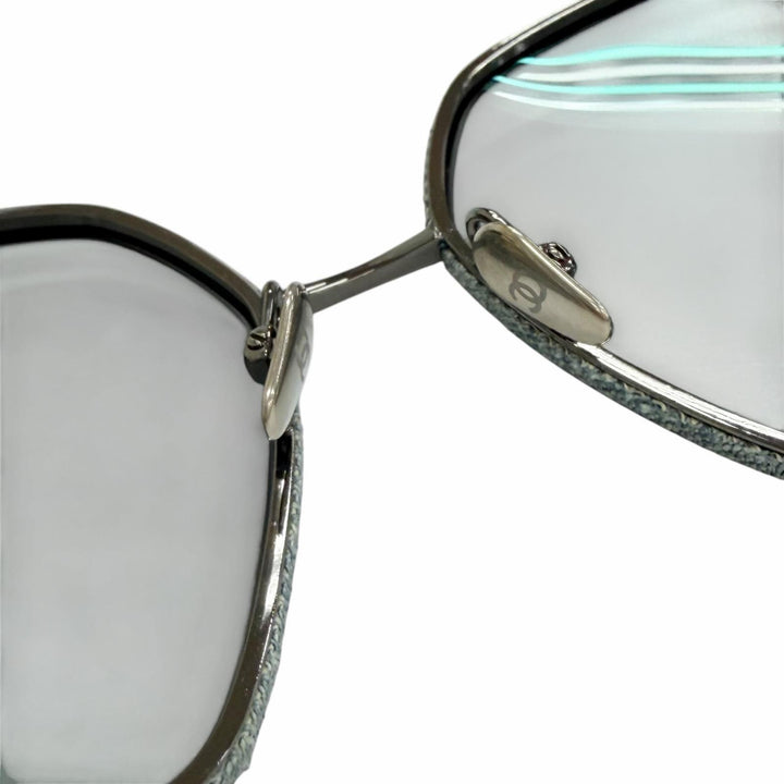 Excellent CHANEL sunglasses COCO Mark Square Shape Denim Calfskin 4288-Q