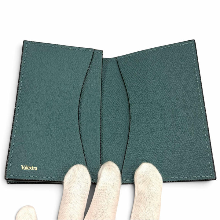 Excellent Valextra Card Case Business card case leather green V8L03 028