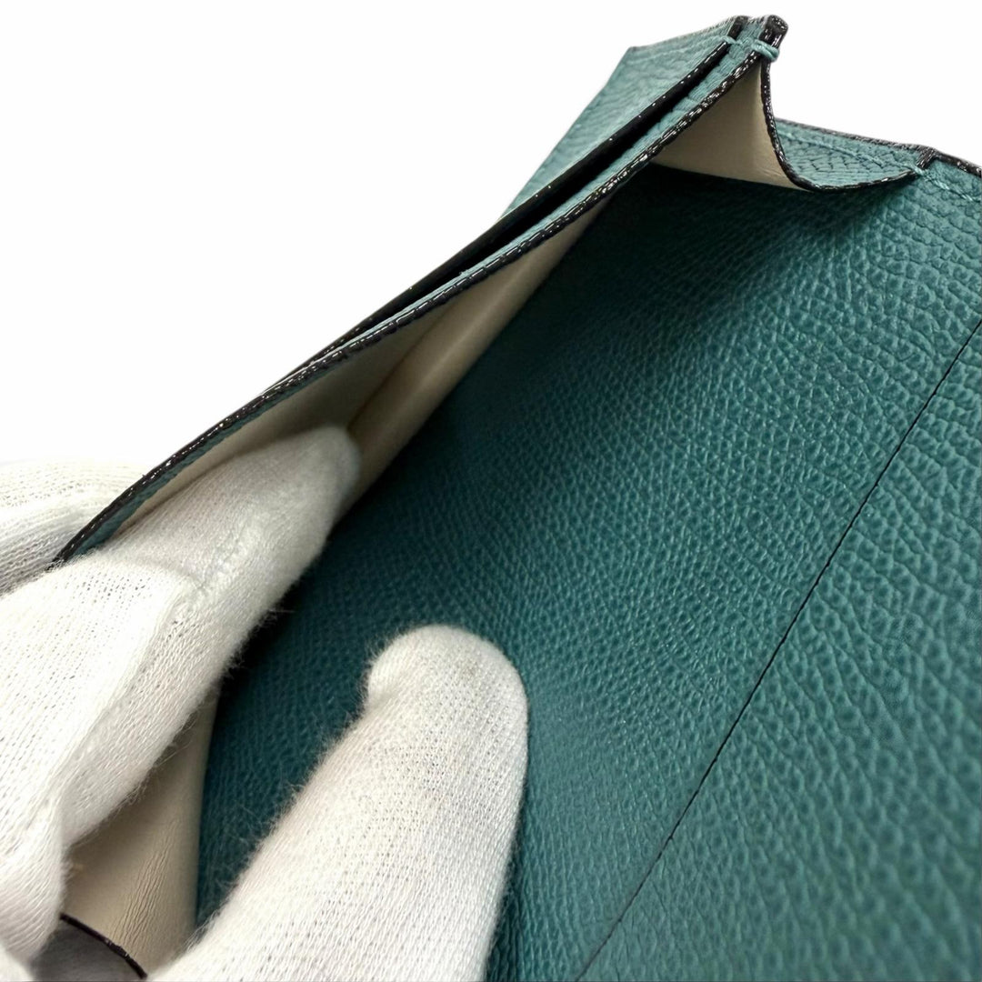 Excellent Valextra Card Case Business card case leather green V8L03 028