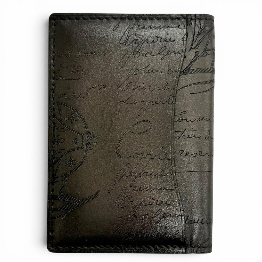 Excellent BERLUTI Card Case Jagua Scritto Leather Card Holder Calligraphy