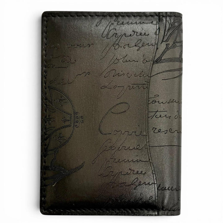 Excellent BERLUTI Card Case Jagua Scritto Leather Card Holder Calligraphy
