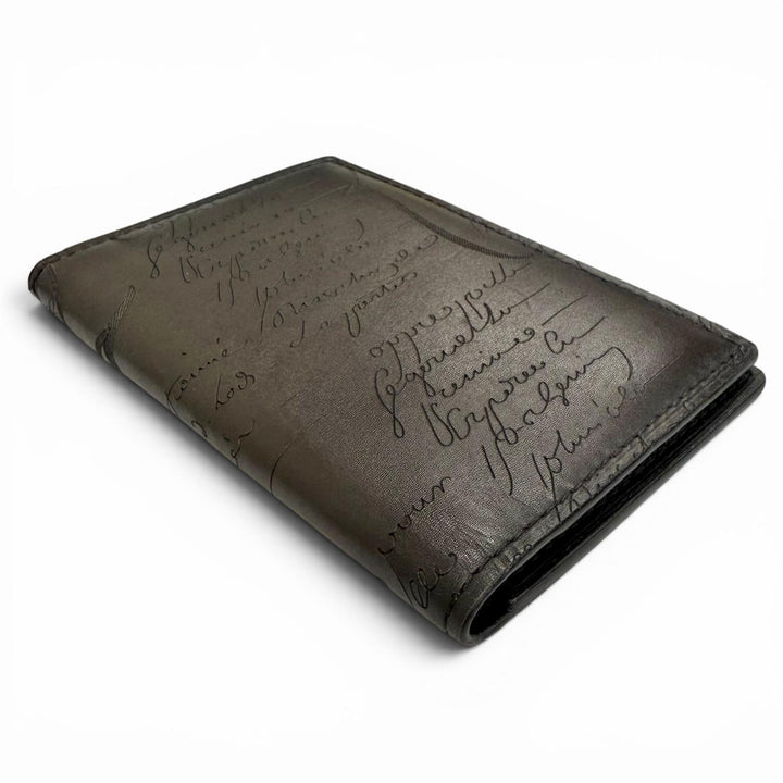 Excellent BERLUTI Card Case Jagua Scritto Leather Card Holder Calligraphy