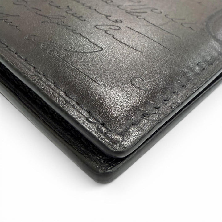 Excellent BERLUTI Card Case Jagua Scritto Leather Card Holder Calligraphy
