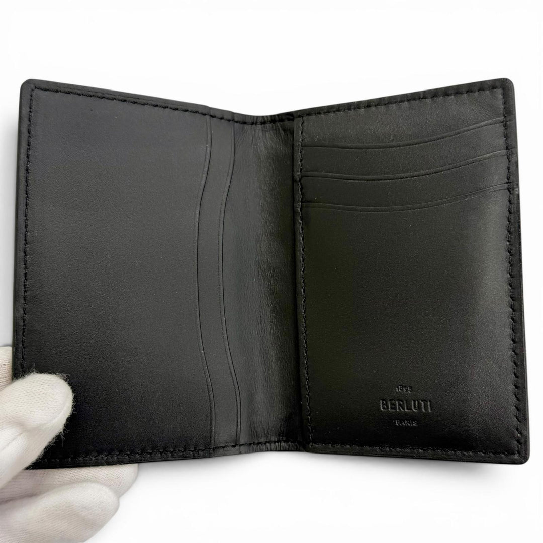 Excellent BERLUTI Card Case Jagua Scritto Leather Card Holder Calligraphy
