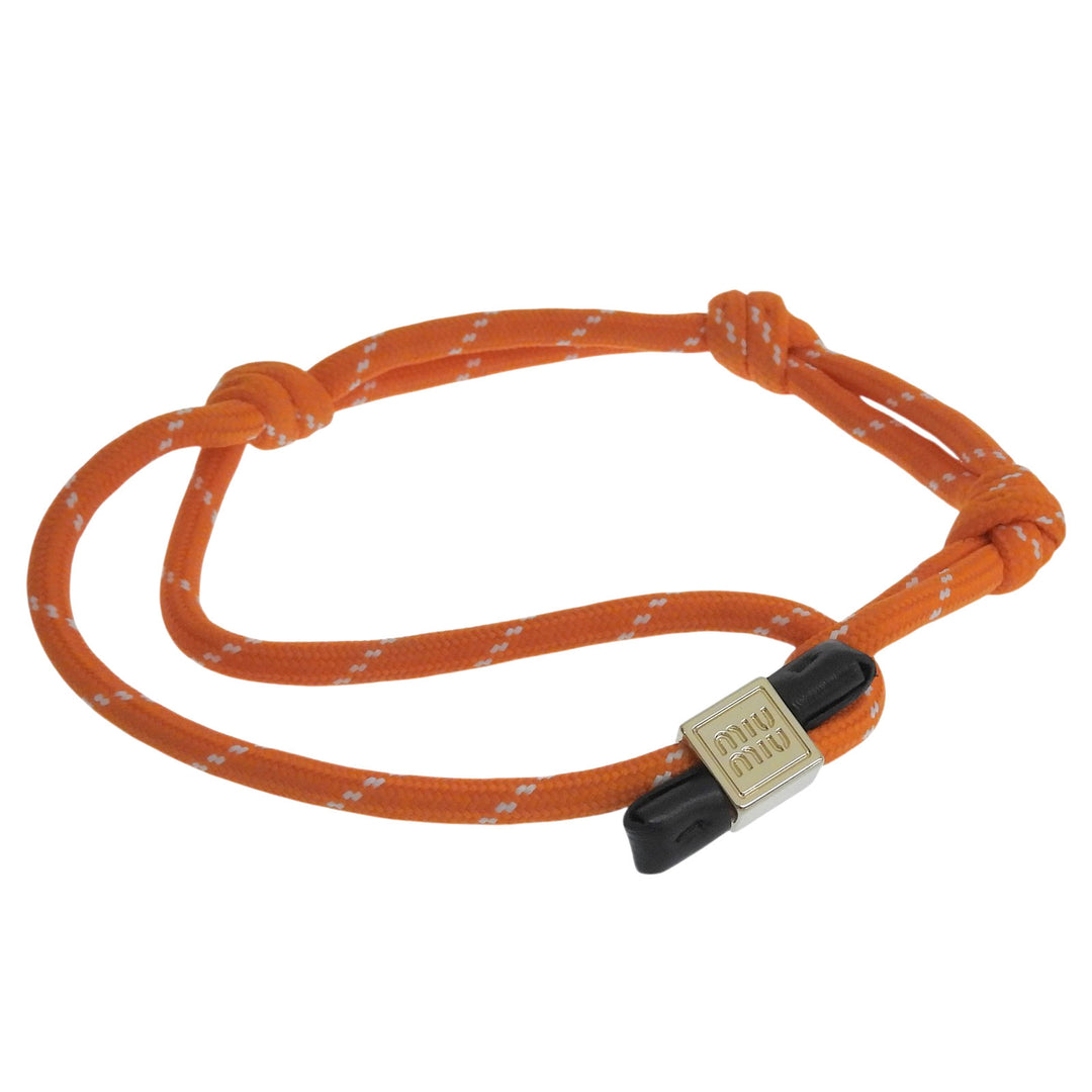 Excellent Miu Miu bracelet Cord Bracelets Logo Charm Knot Orange Women 5IB538