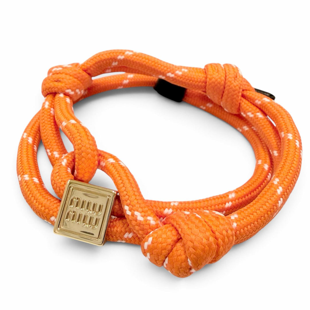 Excellent Miu Miu bracelet Cord Bracelets Logo Charm Knot Orange Women 5IB538