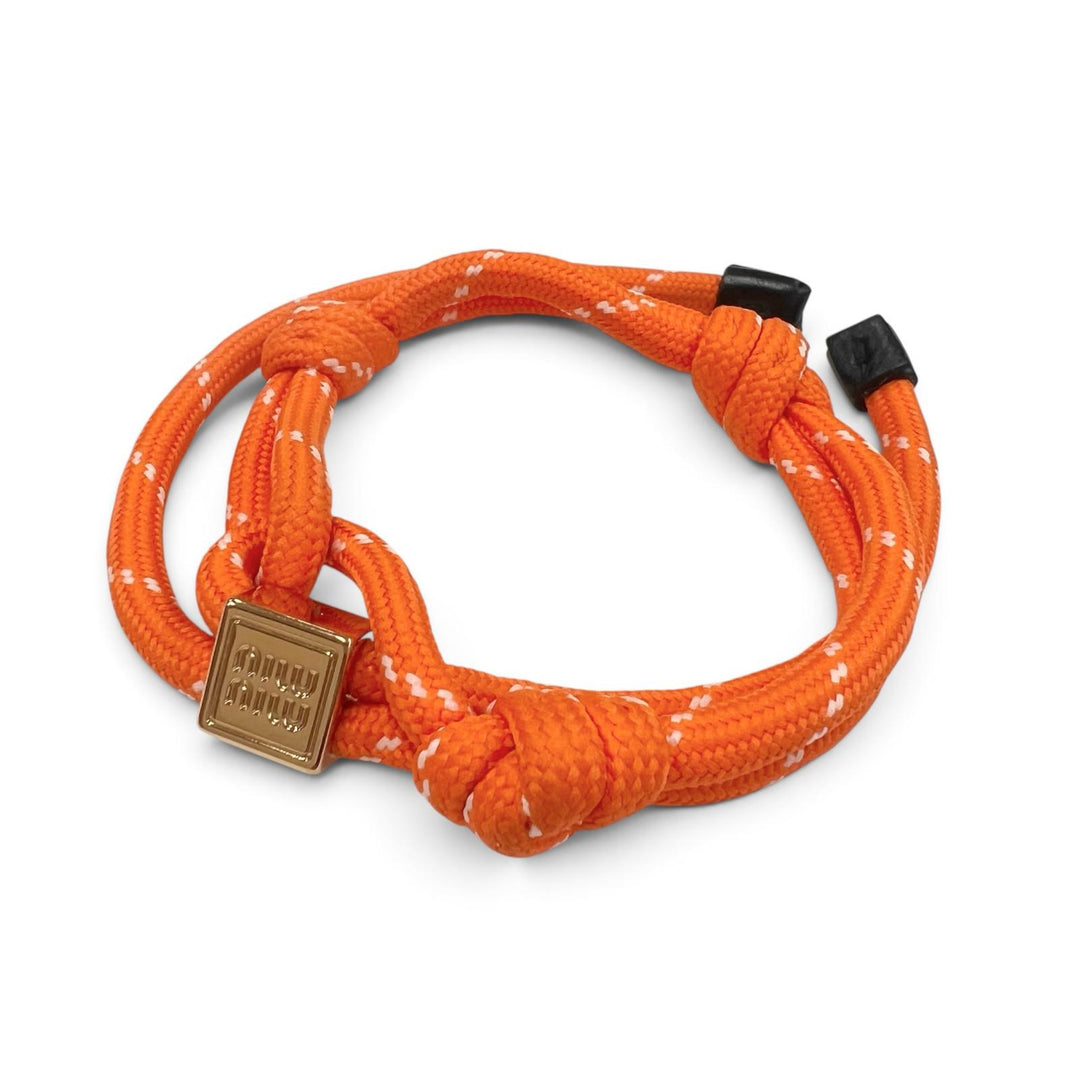 Excellent Miu Miu bracelet Cord Bracelets Logo Charm Knot Orange Women 5IB538