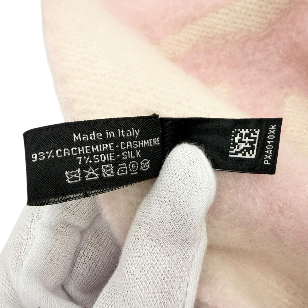 Excellent CHANEL Scarf COCO Mark Logo Design Fringe pink cashmere Women