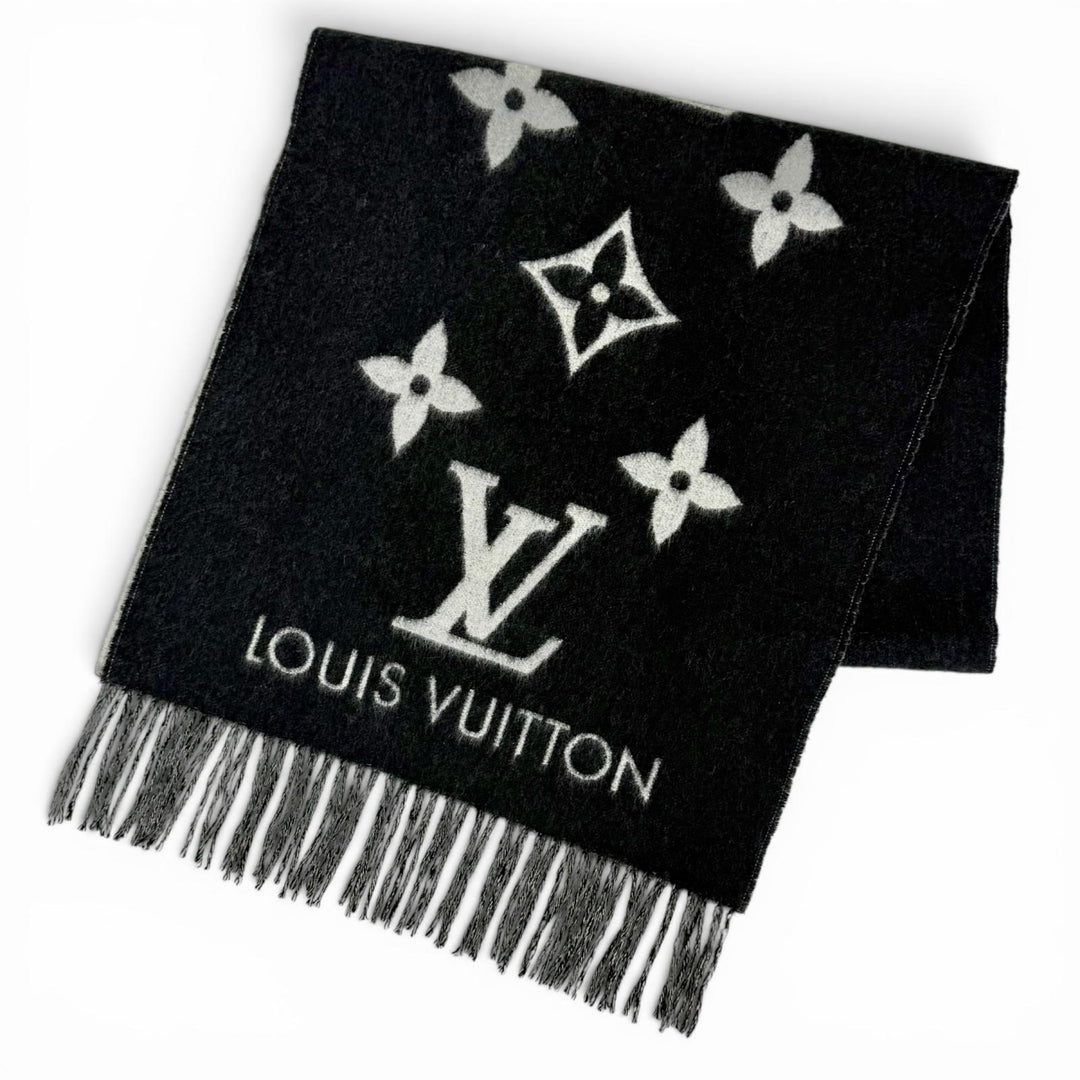 Great LOUIS VUITTON muffler reykjavik Echarpe Monogram Fringe cashmere M71040
