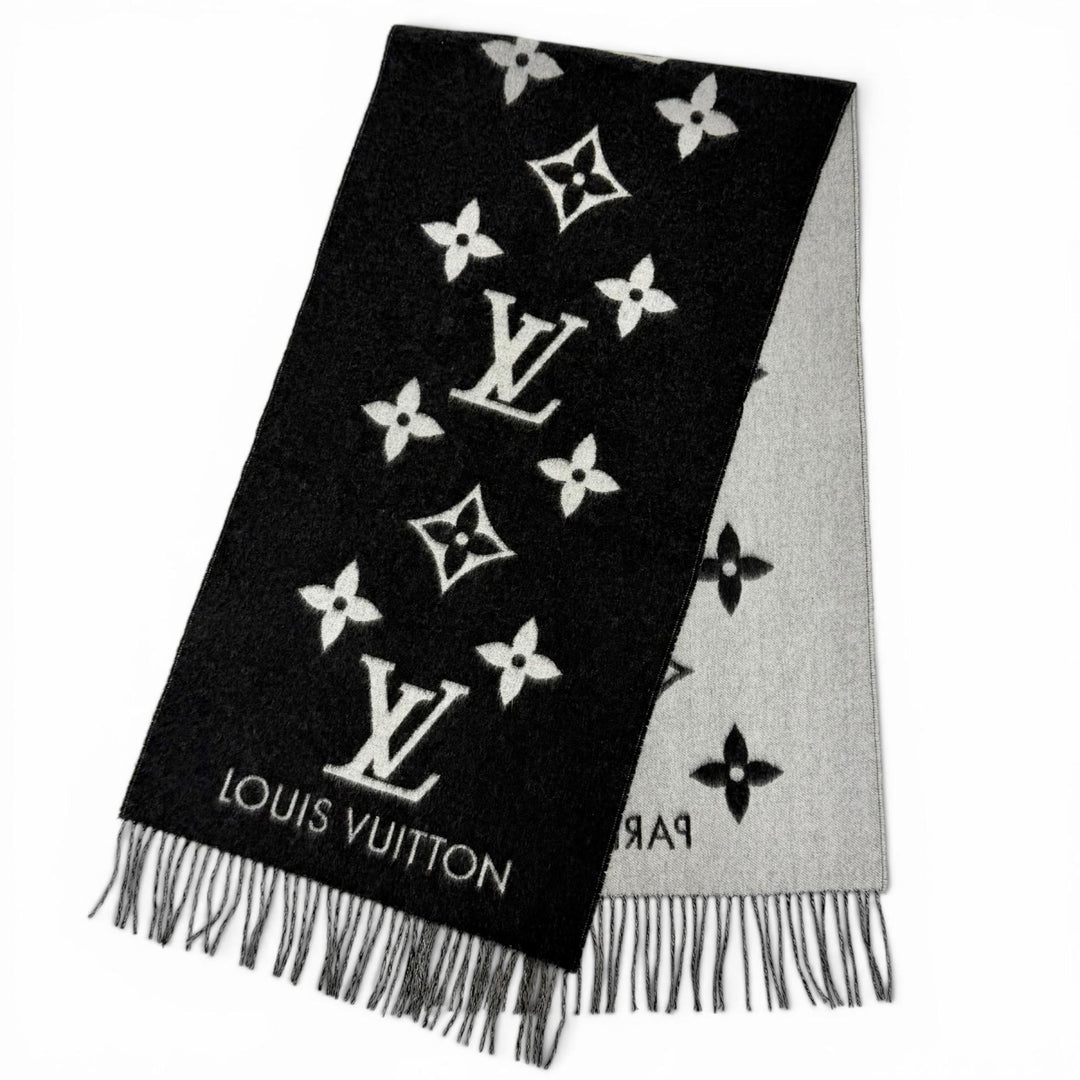 Great LOUIS VUITTON muffler reykjavik Echarpe Monogram Fringe cashmere M71040