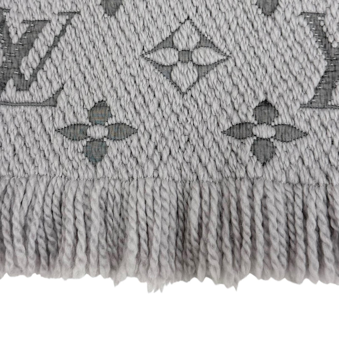 Great LOUIS VUITTON Scarf Escalp Logo Mania Monogram fringe wool Women M74742