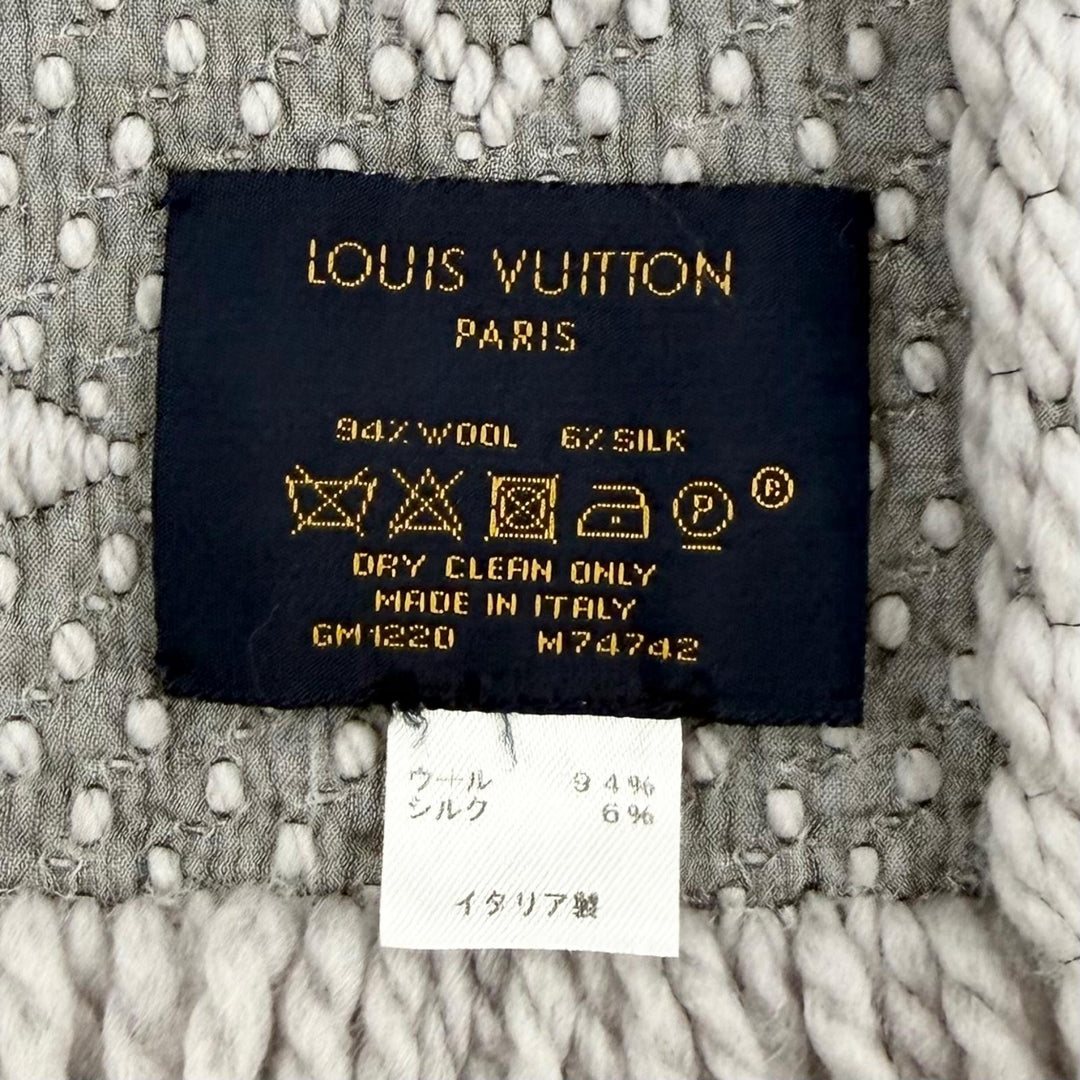 Great LOUIS VUITTON Scarf Escalp Logo Mania Monogram fringe wool Women M74742