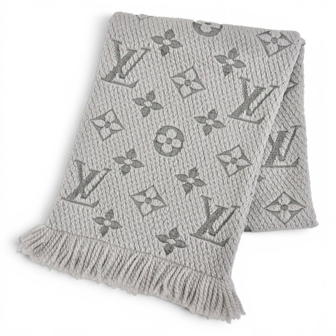 Very Good LOUIS VUITTON Scarf Escalp Logo Mania Monogram fringe wool M74742