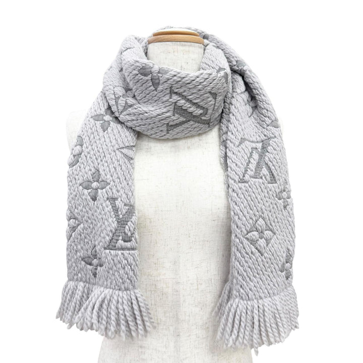 Very Good LOUIS VUITTON Scarf Escalp Logo Mania Monogram fringe wool M74742