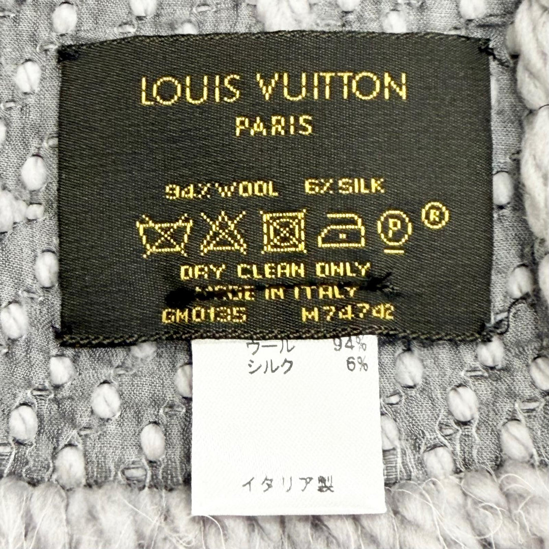 Very Good LOUIS VUITTON Scarf Escalp Logo Mania Monogram fringe wool M74742
