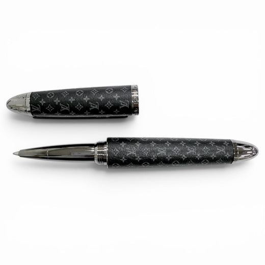Excellent LOUIS VUITTON Doc Monogram Eclipse Rollerball Pen Current GI1494