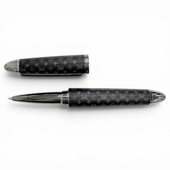 Excellent LOUIS VUITTON Doc Monogram Eclipse Rollerball Pen Current GI1494