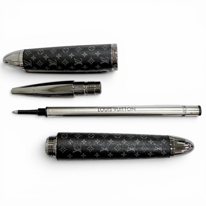 Excellent LOUIS VUITTON Doc Monogram Eclipse Rollerball Pen Current GI1494