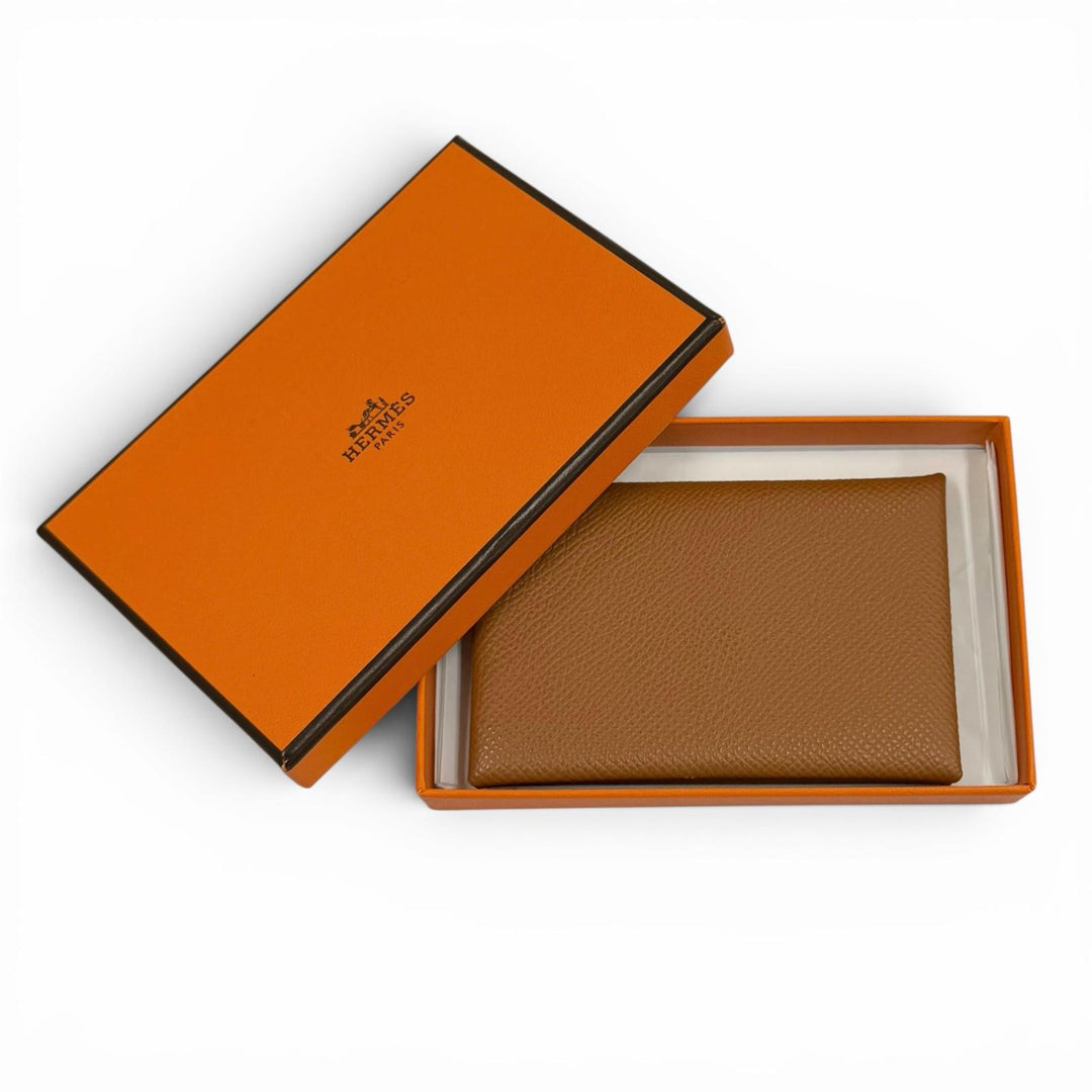 Excellent HERMES Card Case Calvi name card holder Epsom Leather Women