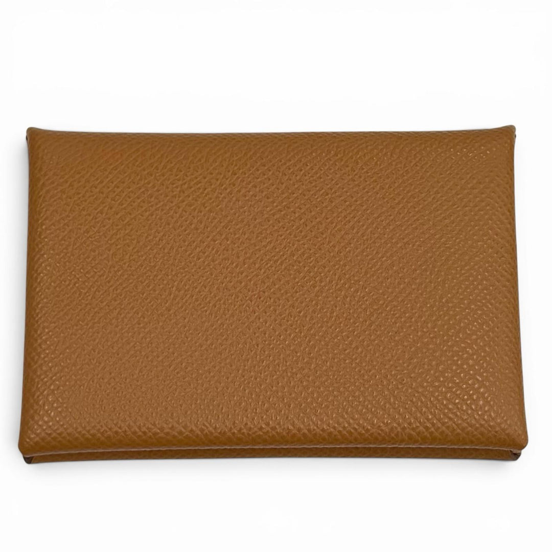 Excellent HERMES Card Case Calvi name card holder Epsom Leather Women