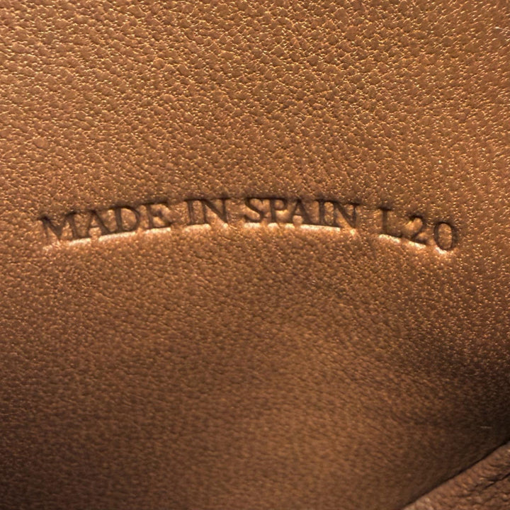 Excellent LOEWE Coin case Anagram Round Zip Leather Brown Sheepskin Leather