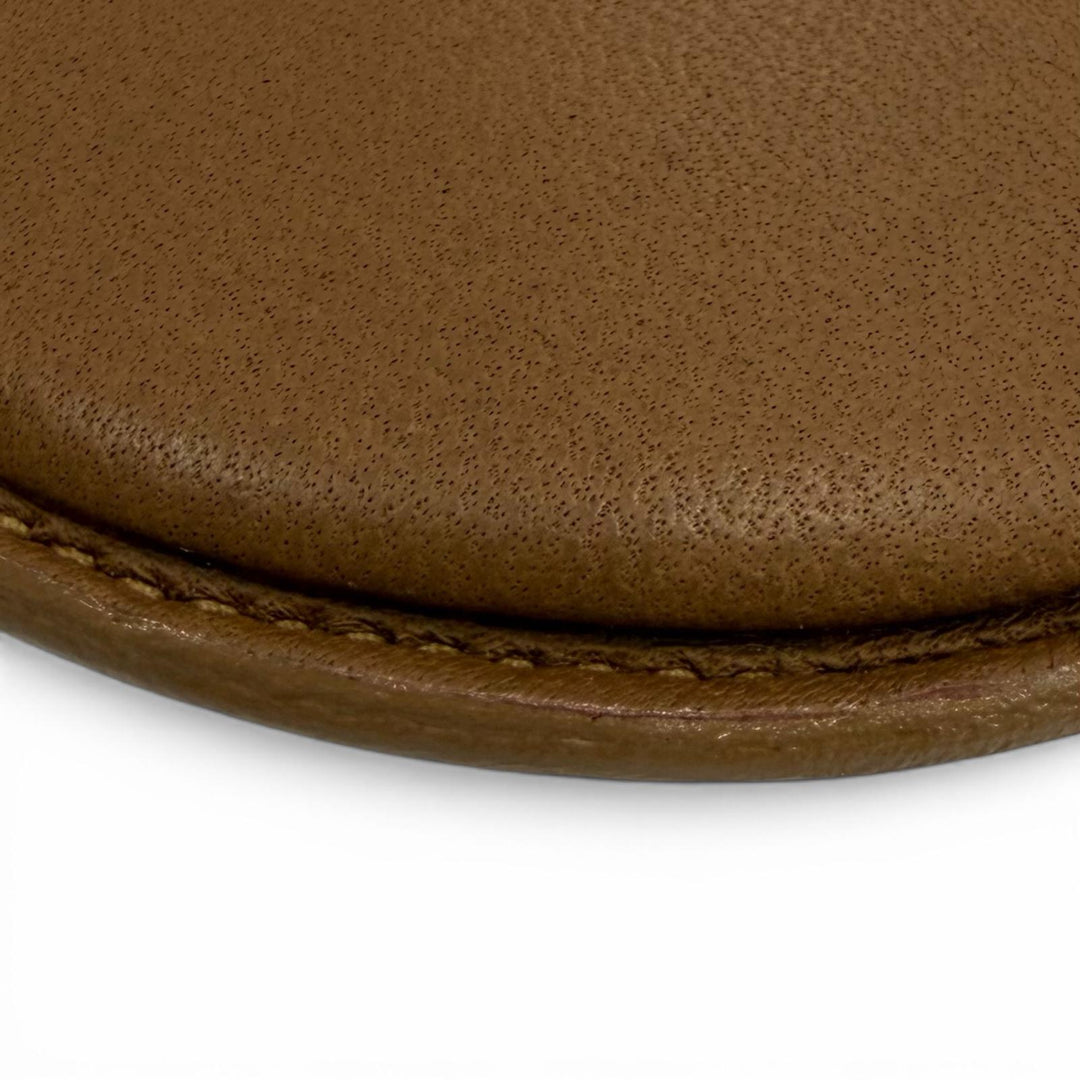 Excellent LOEWE Coin case Anagram Round Zip Leather Brown Sheepskin Leather