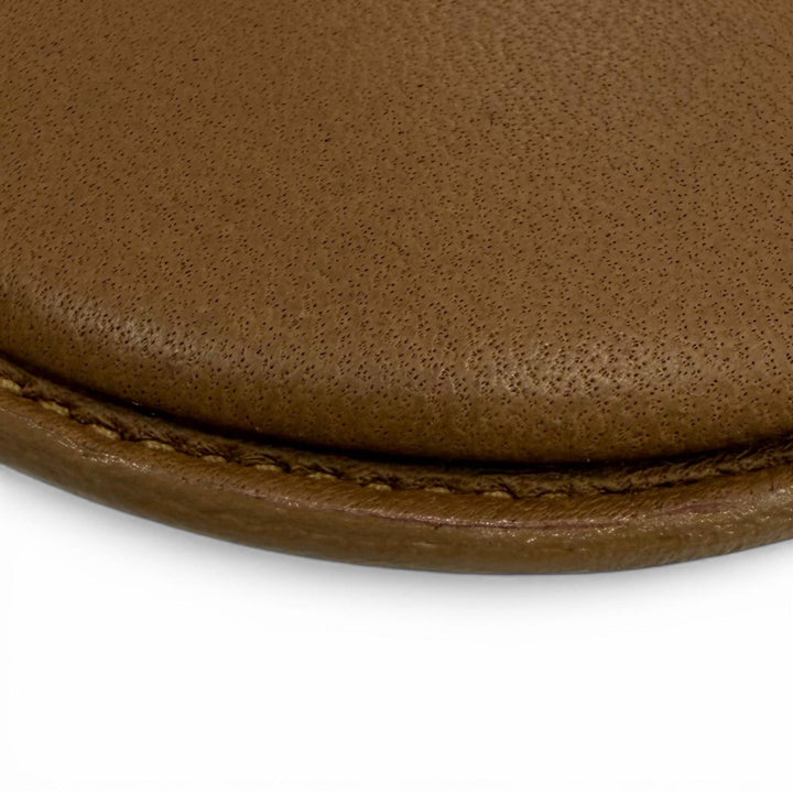 Excellent LOEWE Coin case Anagram Round Zip Leather Brown Sheepskin Leather