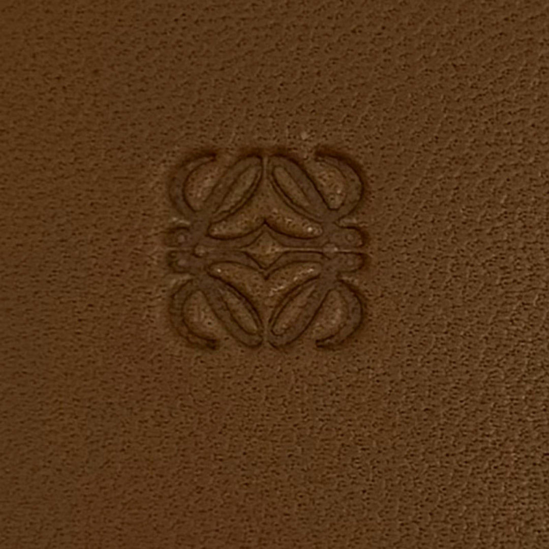Excellent LOEWE Coin case Anagram Round Zip Leather Brown Sheepskin Leather