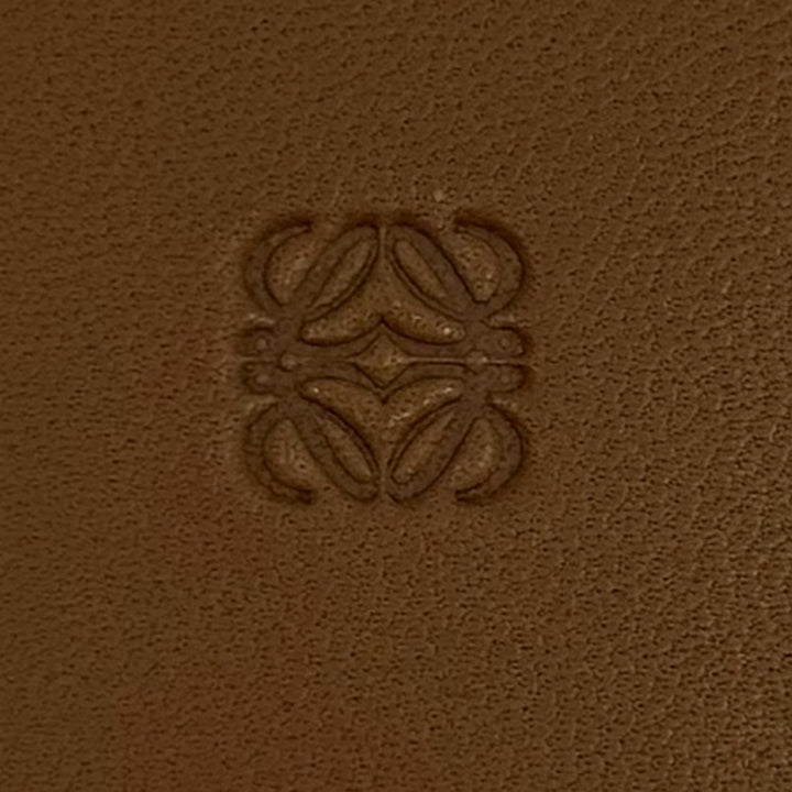 Excellent LOEWE Coin case Anagram Round Zip Leather Brown Sheepskin Leather