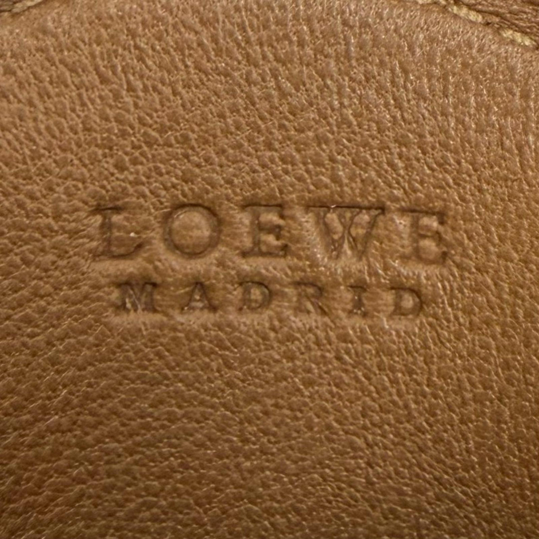 Excellent LOEWE Coin case Anagram Round Zip Leather Brown Sheepskin Leather