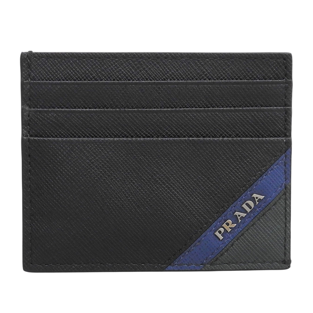 Excellent PRADA Card Case black Safiano leather mens 2MC223