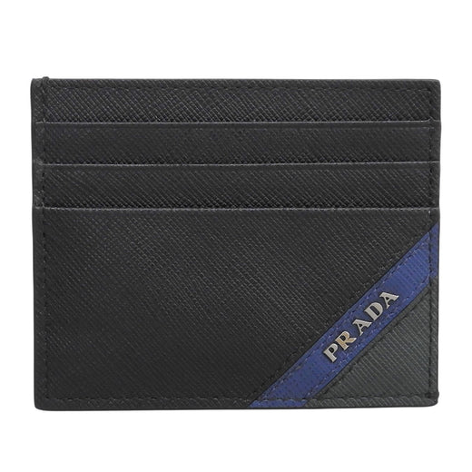 Excellent PRADA Card Case black Safiano leather mens 2MC223