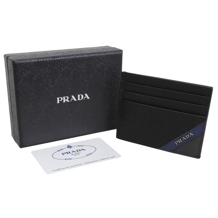 Excellent PRADA Card Case black Safiano leather mens 2MC223