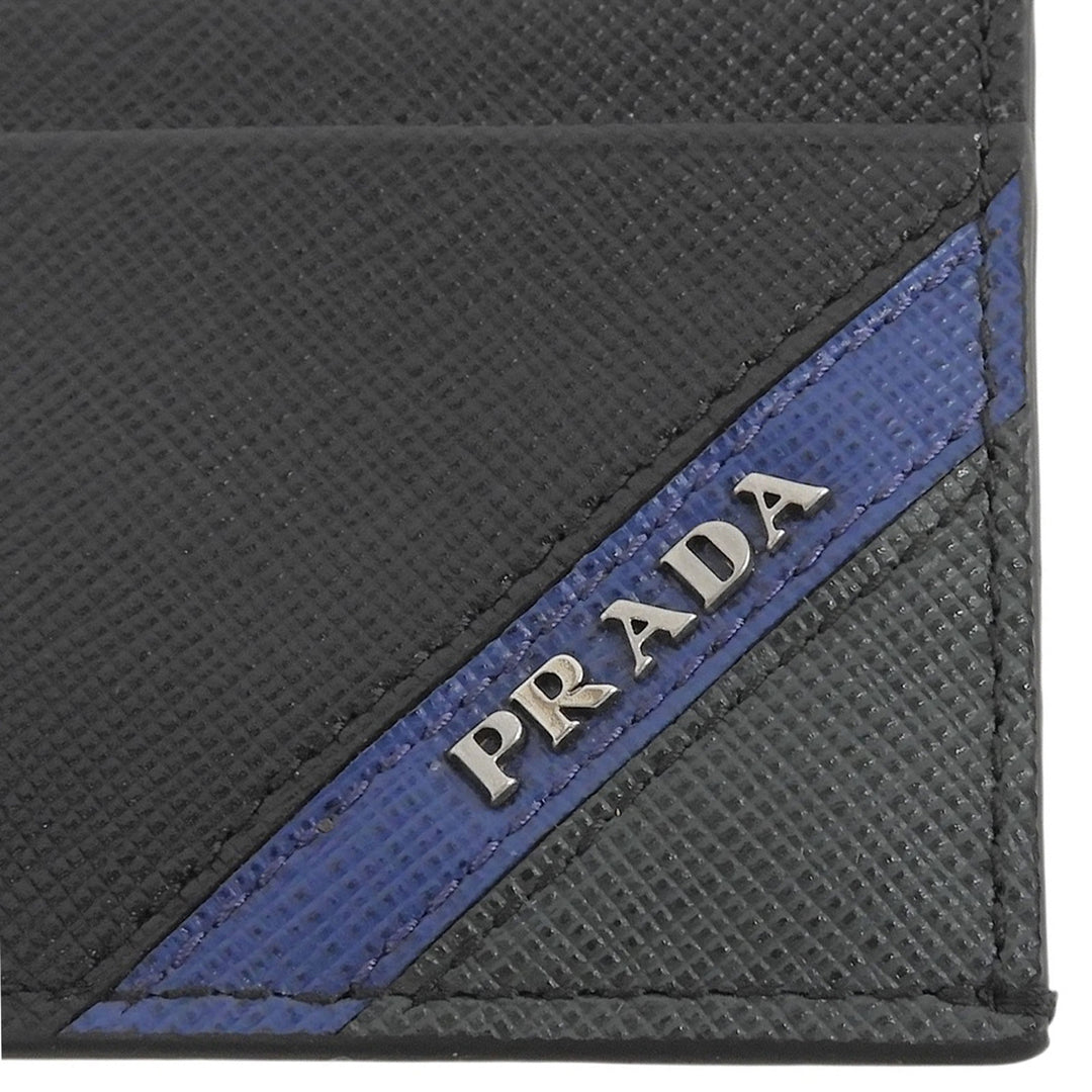 Excellent PRADA Card Case black Safiano leather mens 2MC223