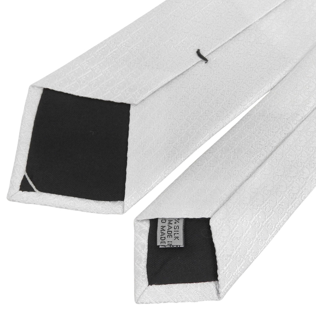 Excellent DIOR tie Oblique Pattern Bead Decoration white silk mens