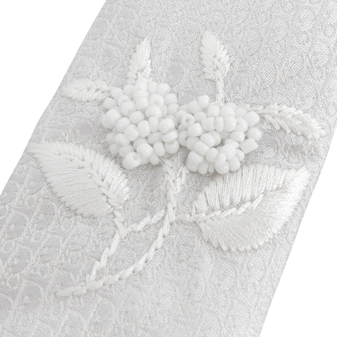 Excellent DIOR tie Oblique Pattern Bead Decoration white silk mens