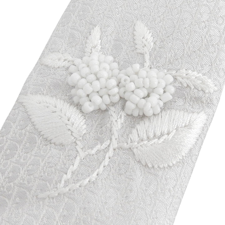 Excellent DIOR tie Oblique Pattern Bead Decoration white silk mens