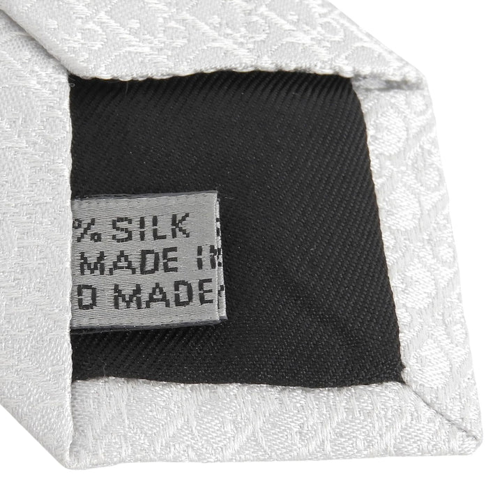 Excellent DIOR tie Oblique Pattern Bead Decoration white silk mens