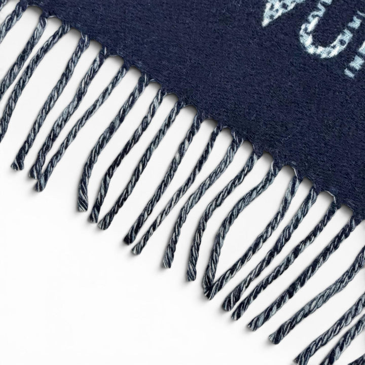 Excellent LOUIS VUITTON Scarf Monogram check scarf Current product Navy M97446